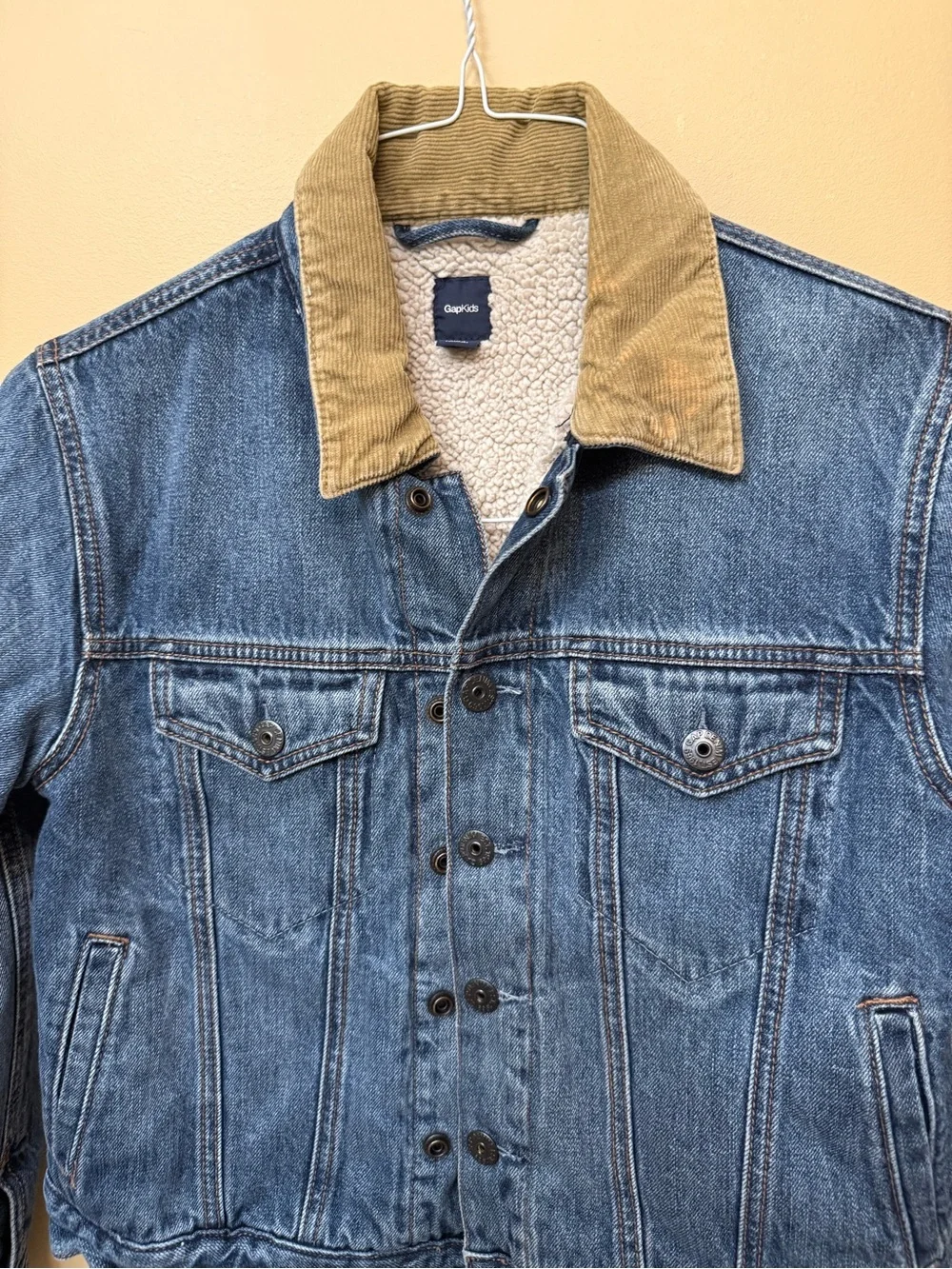 GAP Blue Denim Jacket with Tan Corduroy Collar